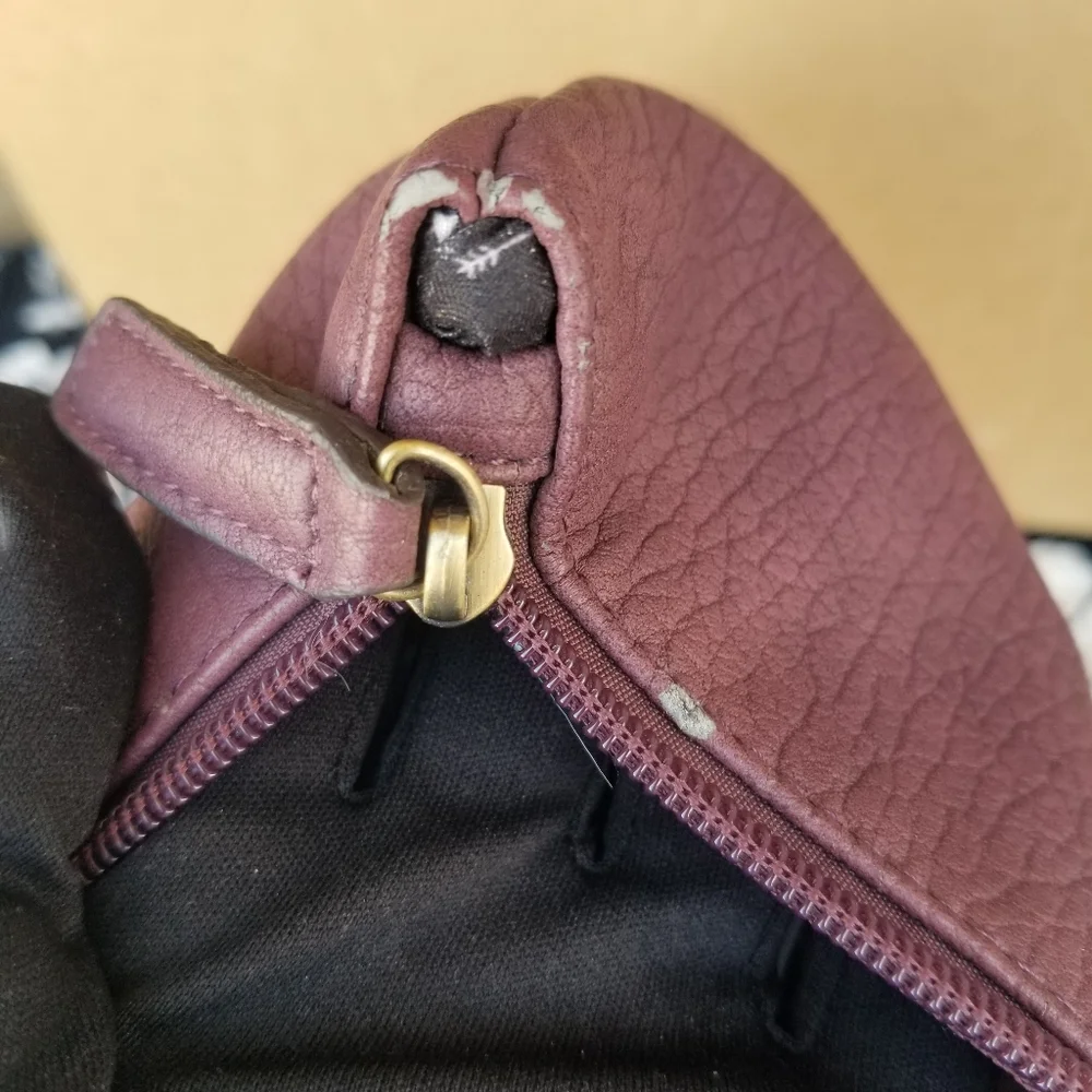 Free People Pebbled Vegan Leather Large Pouch Plum Colored